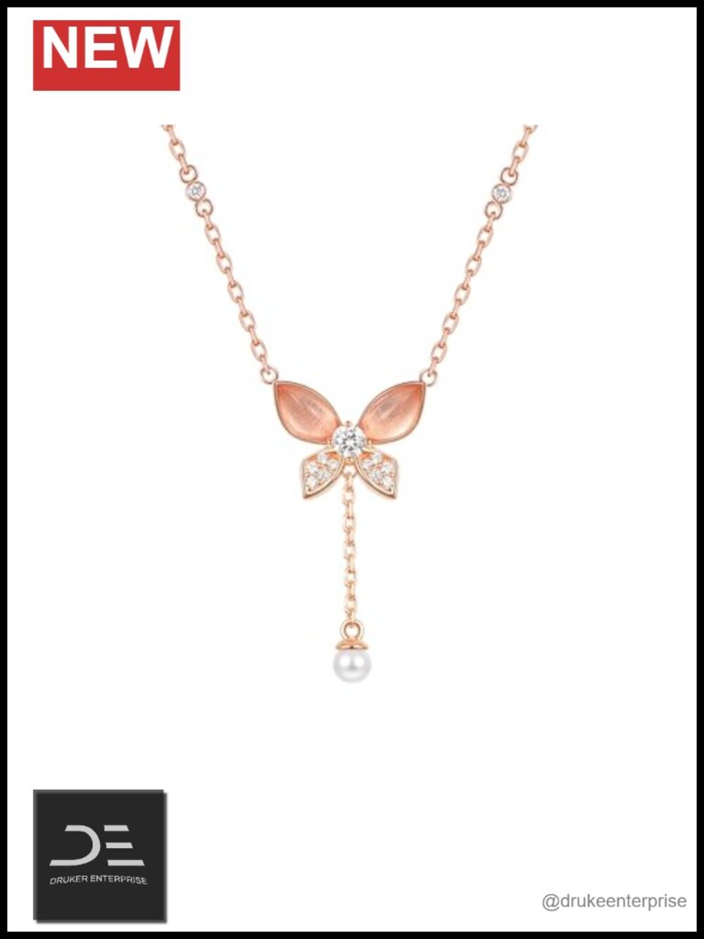 0.3 CT Lab Grown Diamond Pendant Necklace 18K Rose Gold Plated 925 Sterling